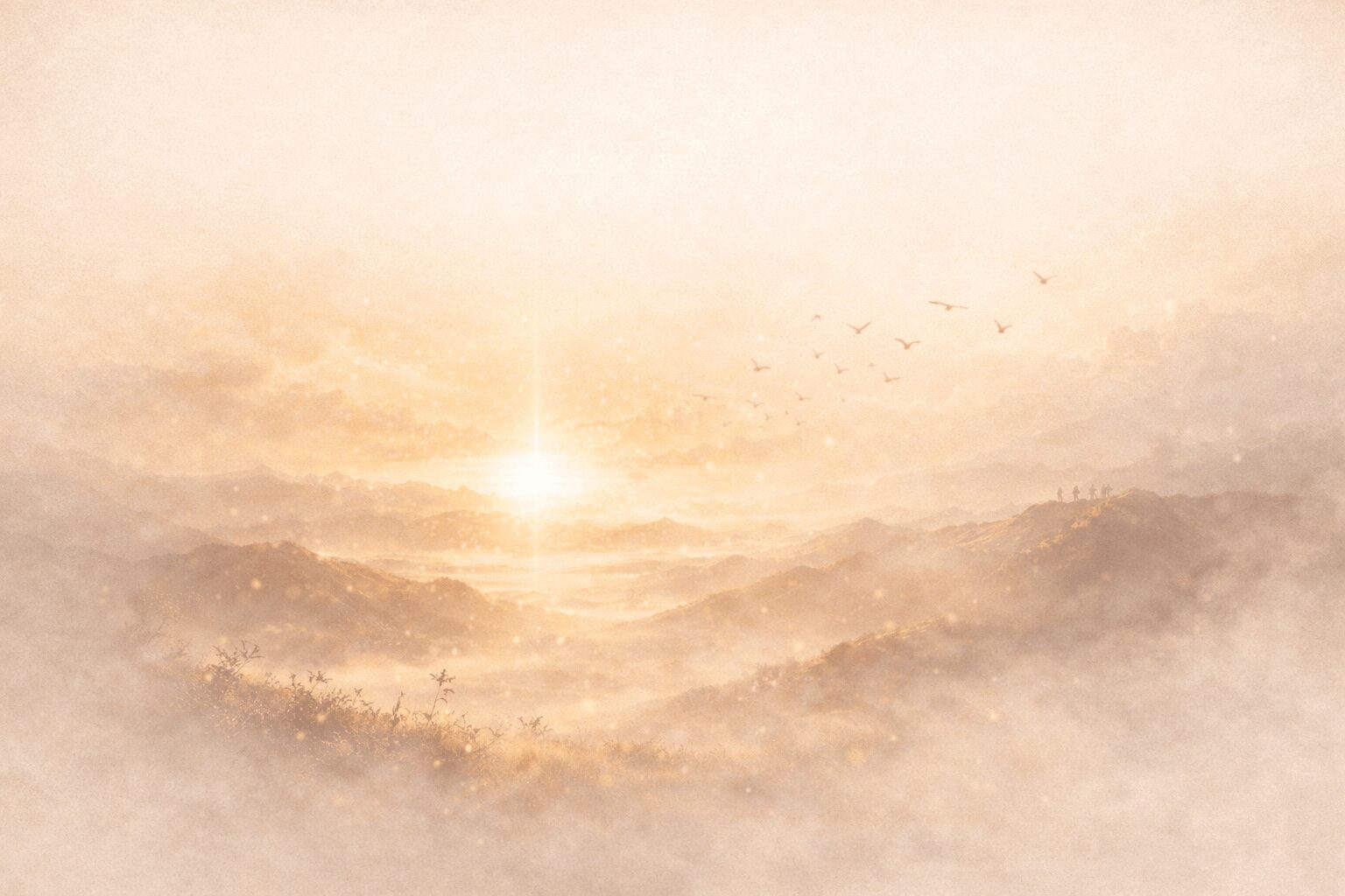 山なみの間に見える太陽